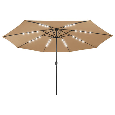 Aurinkovarjo LED-valoilla 400 cm taupe
