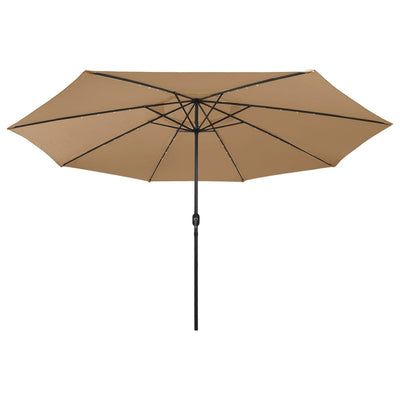 Aurinkovarjo LED-valoilla 400 cm taupe