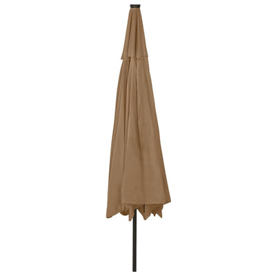 Aurinkovarjo LED-valoilla 400 cm taupe