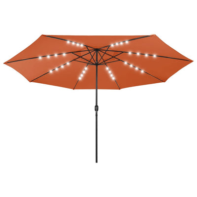 Aurinkovarjo LED-valoilla 400 cm terrakotta