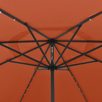 Aurinkovarjo LED-valoilla 400 cm terrakotta