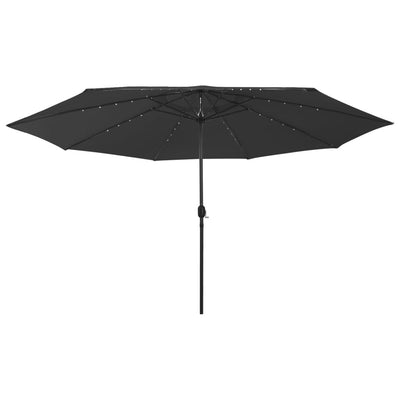 Aurinkovarjo LED-valoilla 400 cm musta