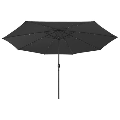 Aurinkovarjo LED-valoilla 400 cm musta