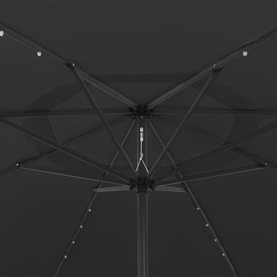 Aurinkovarjo LED-valoilla 400 cm musta