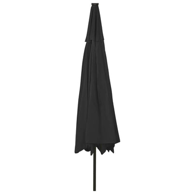 Aurinkovarjo LED-valoilla 400 cm musta