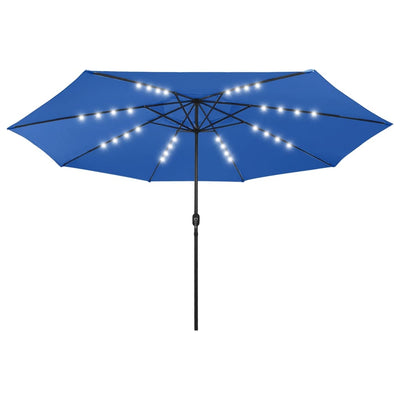 Aurinkovarjo LED-valoilla 400 cm taivaansininen