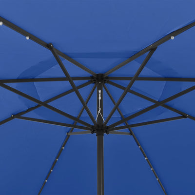 Aurinkovarjo LED-valoilla 400 cm taivaansininen