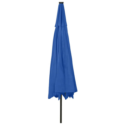 Aurinkovarjo LED-valoilla 400 cm taivaansininen