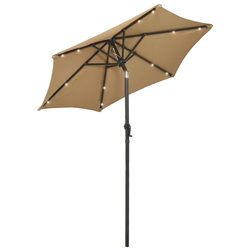 Puutarha-aurinkovarjo LED-valot taupe 200x211 cm alumiini