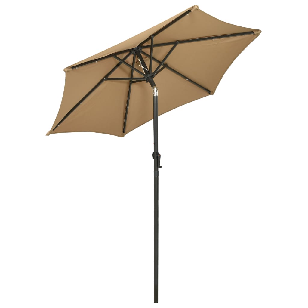 Puutarha-aurinkovarjo LED-valot taupe 200x211 cm alumiini