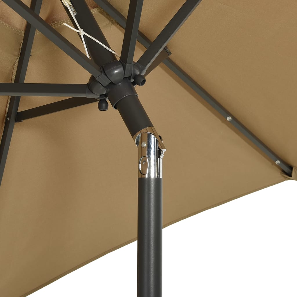 Puutarha-aurinkovarjo LED-valot taupe 200x211 cm alumiini