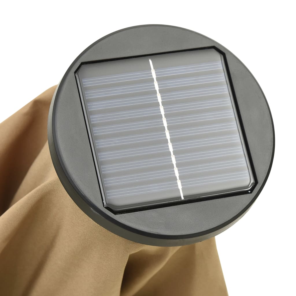 Puutarha-aurinkovarjo LED-valot taupe 200x211 cm alumiini
