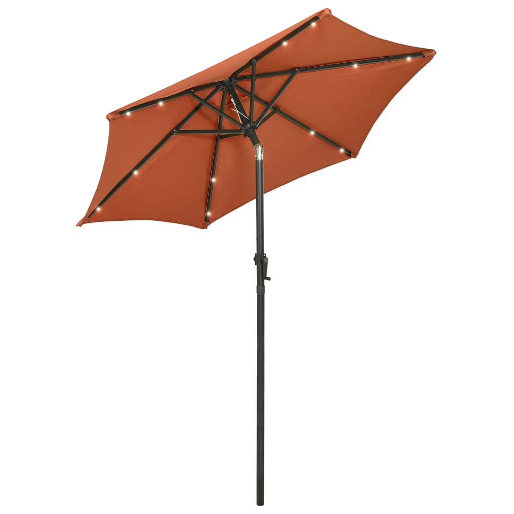 Puutarha-aurinkovarjo LED-valot terrakotta 200x211 cm alumiini