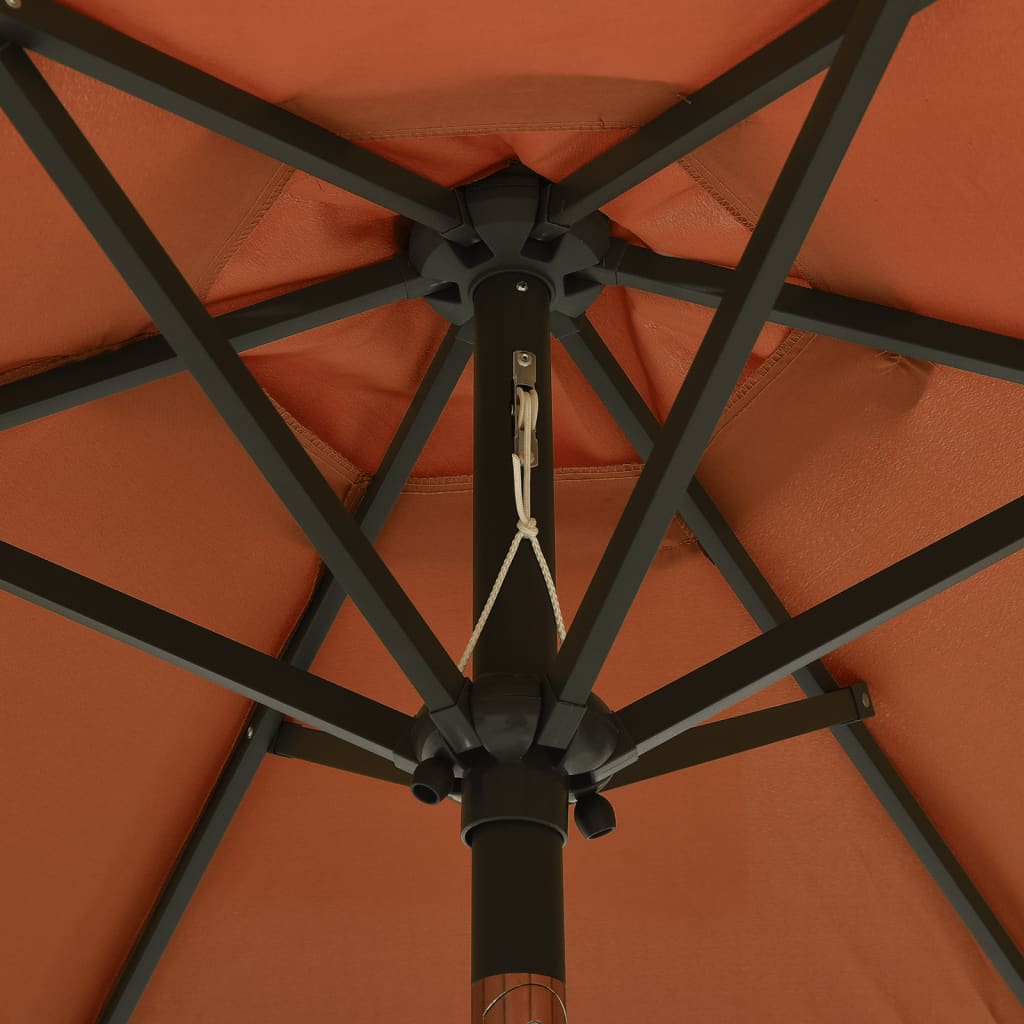 Puutarha-aurinkovarjo LED-valot terrakotta 200x211 cm alumiini