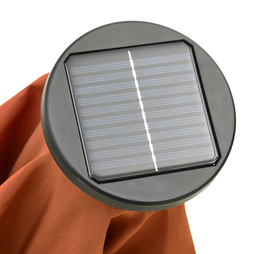 Puutarha-aurinkovarjo LED-valot terrakotta 200x211 cm alumiini