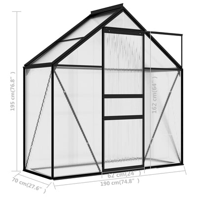 Kasvihuone antrasiitti alumiini 1,33 m²
