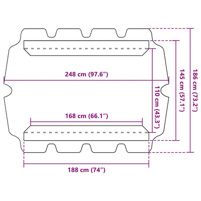 Antrasiitti vaihtokatos puutarhakeinuun Dermiza 188/168x145/110cm