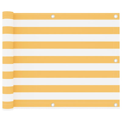 Parvekkeen suoja valkoinen ja keltainen 75x600 cm Oxford kangas
