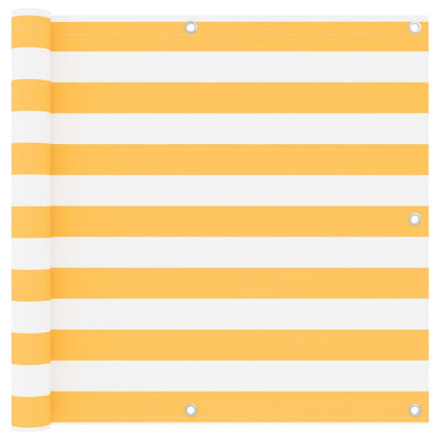 Valkoinen ja keltainen parvekkeen suoja Elvin 90x600cm (oxford kangas)