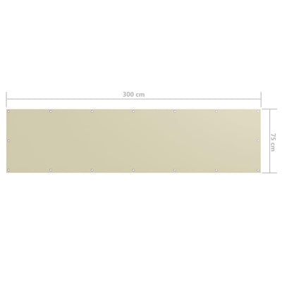 Parvekkeen suoja kerma 75x300 cm Oxford kangas