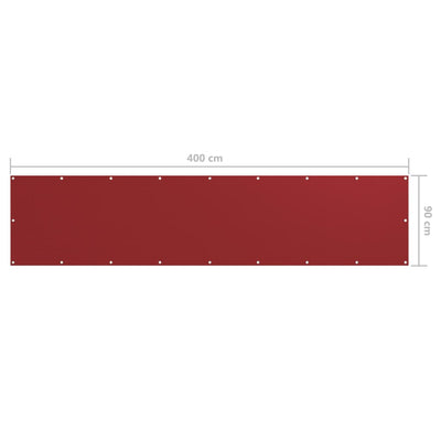 Parvekkeen suoja punainen 90x400 cm Oxford kangas