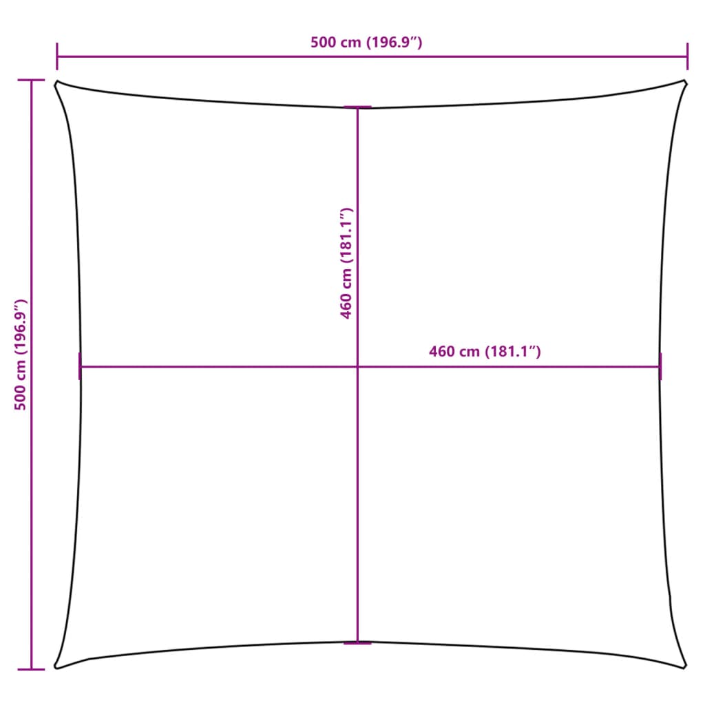 Aurinkopurje Oxford-kangas neliö 5x5 m antrasiitti
