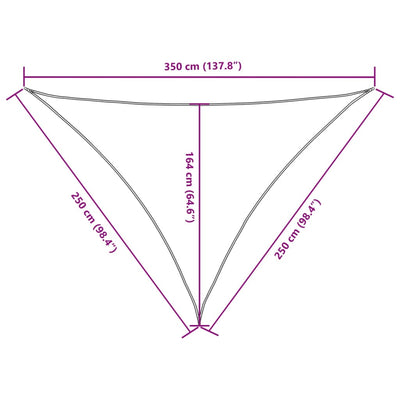 Aurinkopurje Oxford-kangas kolmio 2,5x2,5x3,5 m antrasiitti