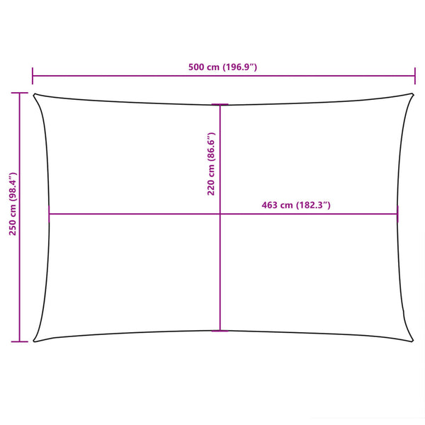 Aurinkopurje Oxford-kangas suorakaide 2,5x5 m beige