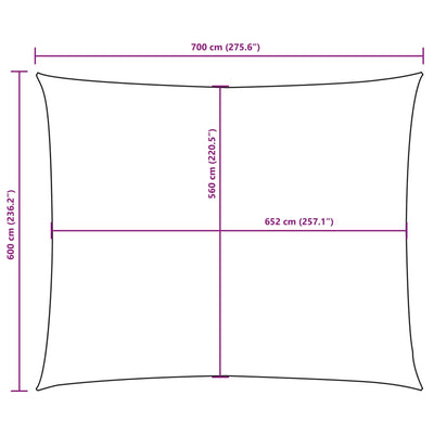 Aurinkopurje Oxford-kangas suorakaide 6x7 m beige