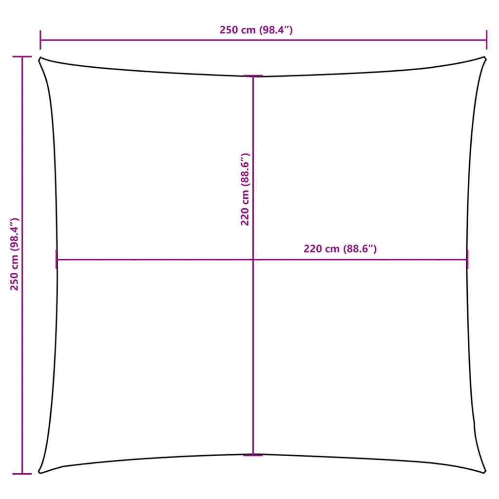 Aurinkopurje Oxford-kangas neliö 2,5x2,5 m kerma