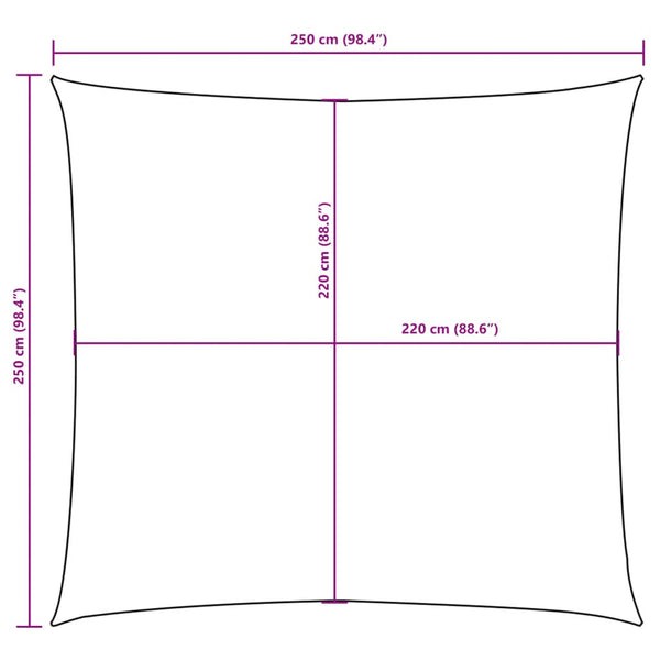 Aurinkopurje Oxford-kangas neliö 2,5x2,5 m kerma