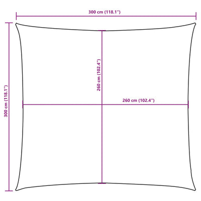 Aurinkopurje Oxford-kangas neliönmuotoinen 3x3 m kerma