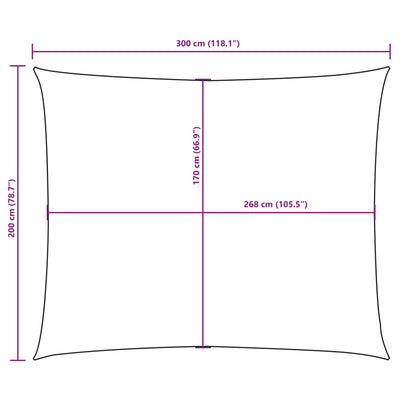 Aurinkopurje Oxford kangas suorakaide 2x3 m terrakotta