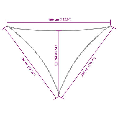 Aurinkopurje Oxford-kangas kolmio 3,5x3,5x4,9 m terrakotta