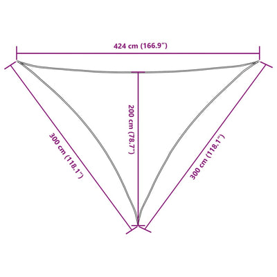 Aurinkopurje Oxford-kangas kolmio 3x3x4,24 m harmaanruskea