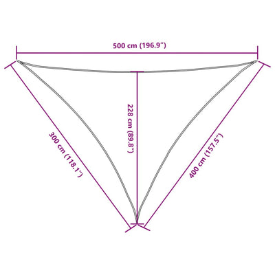 Aurinkopurje Oxford-kangas kolmio 3x4x5 m harmaanruskea