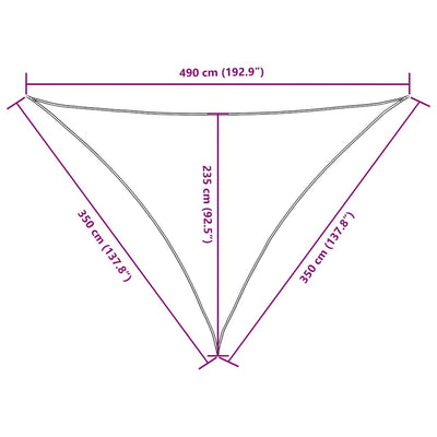 Aurinkopurje Oxford-kangas kolmio 3,5x3,5x4,9 m harmaanruskea