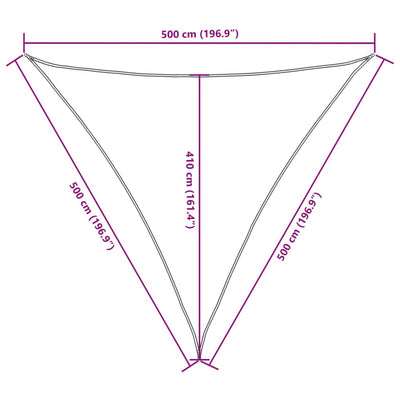 Aurinkopurje Oxford-kangas kolmio 5x5x5 m harmaanruskea