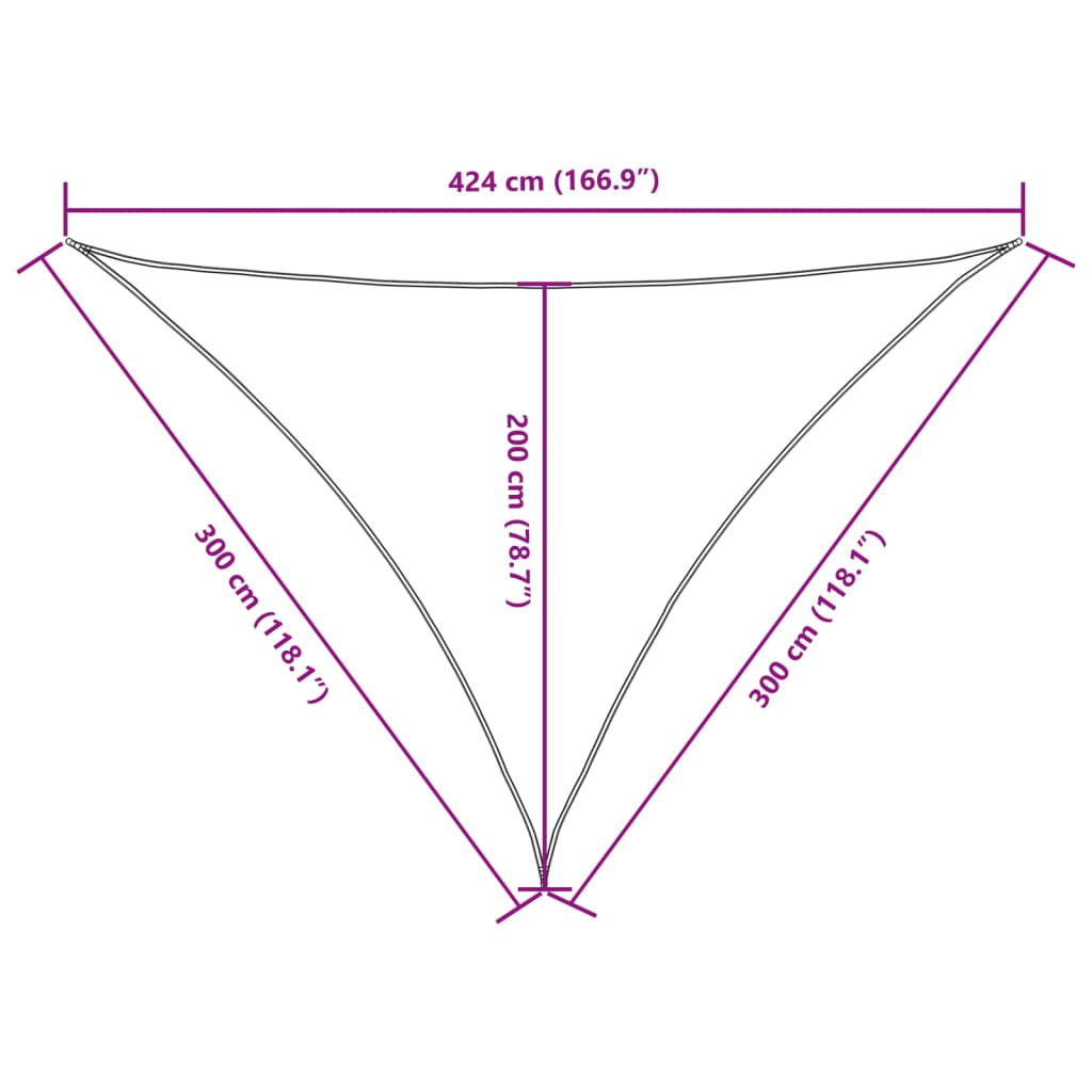 Aurinkopurje Oxford-kangas kolmio 3x3x4,24 m tummanvihreä