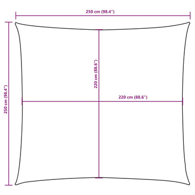 Aurinkopurje Oxford-kangas neliö 2,5x2,5 m keltainen