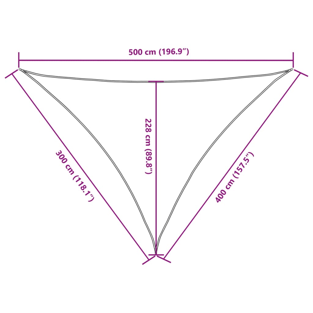Aurinkopurje Oxford-kangas kolmio 3x4x5 m keltainen