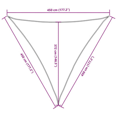 Aurinkopurje Oxford-kangas kolmio 4,5x4,5x4,5 m keltainen