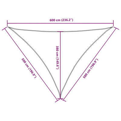 Aurinkopurje Oxford-kangas kolmio 5x5x6 m keltainen