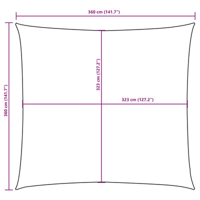 Aurinkopurje Oxford-kangas neliö 3,6x3,6 m punainen