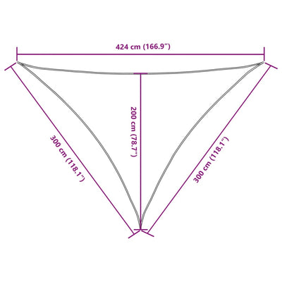 Punainen aurinkopurje oxford-kangas kolmio Nicalaie 3x3x4,24 m