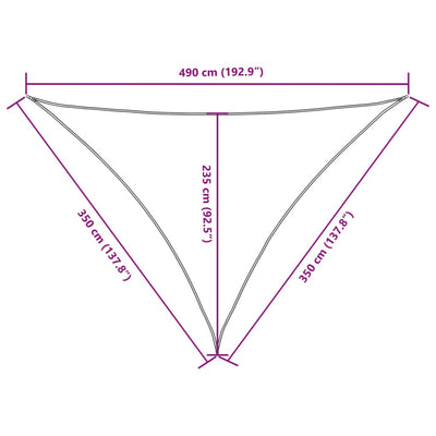 Aurinkopurje Oxford-kangas kolmio 3,5x3,5x4,9 m punainen