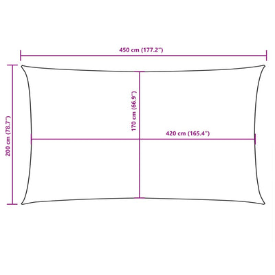 Aurinkopurje Oxford-kangas suorakaide 2x4,5 m ruskea
