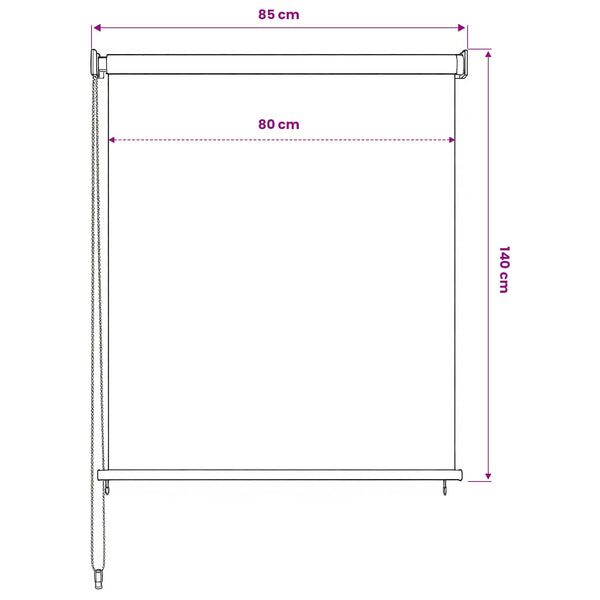 Rullaverho ulkotiloihin, kermanvärinen, 85(L)x140(K) cm, HDPE