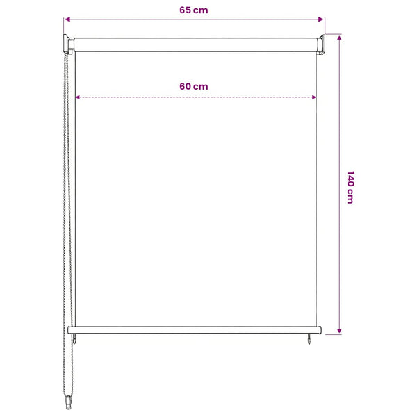 Rullaverho ulkotiloihin, valkoinen, 65(L)x140(K) cm, HDPE