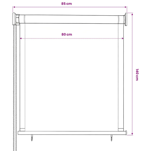 Rullaverho ulkotiloihin 85(L)x140(K) cm Antrasiitti